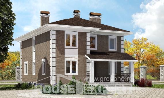185-002-П Проект двухэтажного дома, недорогой дом из поризованных блоков Иланский, House Expert