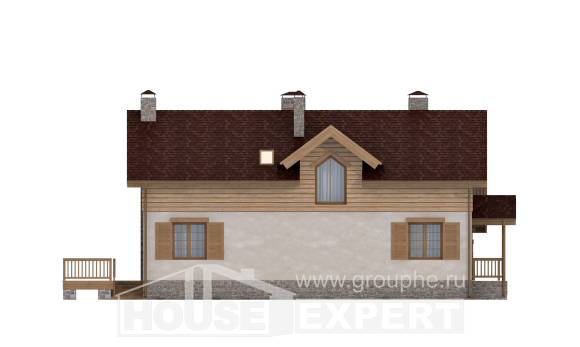 165-002-П Проект двухэтажного дома с мансардой, гараж, небольшой коттедж из пеноблока Канск, House Expert