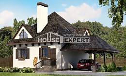 110-002-Л Проект двухэтажного дома с мансардным этажом и гаражом, компактный домик из арболита Шарыпово, House Expert