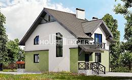120-003-П Проект двухэтажного дома мансардой, бюджетный коттедж из газобетона Енисейск, House Expert