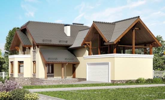 255-003-П Проект трехэтажного дома с мансардным этажом и гаражом, средний загородный дом из пеноблока Зеленогорск | Проекты домов от House Expert