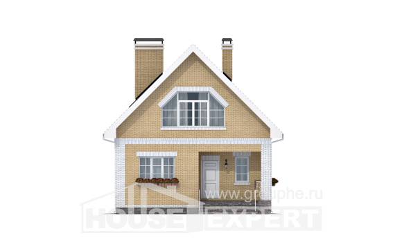 130-004-П Проект двухэтажного дома с мансардой, простой дом из блока Шарыпово, House Expert