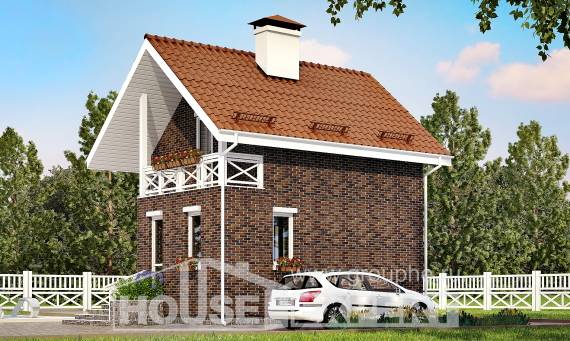 045-001-Л Проект двухэтажного дома с мансардой, скромный дом из блока Шарыпово, House Expert