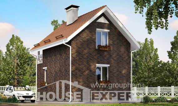 045-001-Л Проект двухэтажного дома с мансардой, дешевый дом из газобетона Иланский, House Expert
