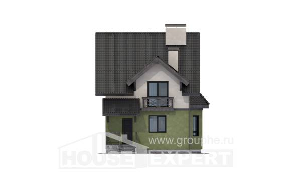 120-003-П Проект двухэтажного дома мансардой, доступный дом из блока Канск, House Expert