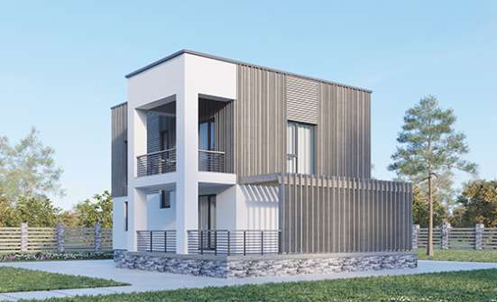 150-017-П Проект двухэтажного дома, бюджетный домик из бризолита Красноярск | Проекты домов от House Expert