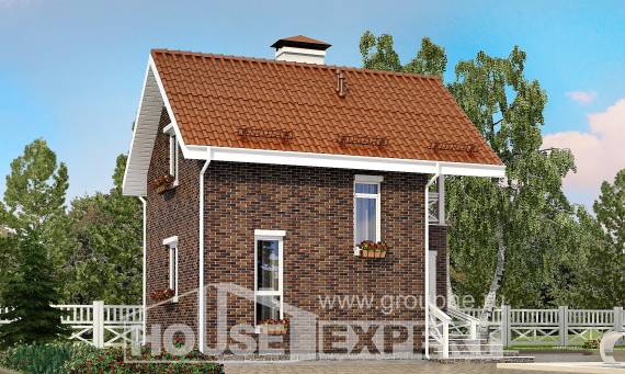 045-001-Л Проект двухэтажного дома мансардой, скромный дом из блока Енисейск, House Expert