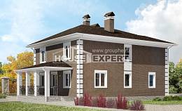 185-002-П Проект двухэтажного дома, компактный загородный дом из блока Заозерный, House Expert
