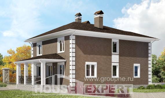185-002-П Проект двухэтажного дома, компактный загородный дом из блока Заозерный, House Expert