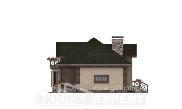 180-010-П Проект двухэтажного дома мансардой и гаражом, уютный загородный дом из арболита Енисейск, House Expert
