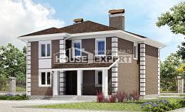 185-002-П Проект двухэтажного дома, простой коттедж из блока Заозерный, House Expert