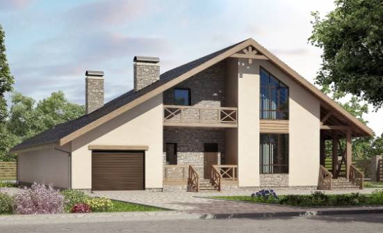 265-001-Л Проект двухэтажного дома мансардой и гаражом, красивый домик из бризолита Зеленогорск | Проекты домов от House Expert