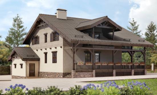 255-002-П Проект двухэтажного дома с мансардой, гараж, просторный дом из арболита Шарыпово | Проекты домов от House Expert