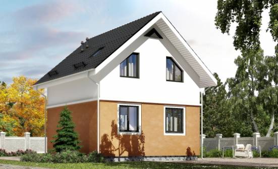 070-001-Л Проект двухэтажного дома мансардой, компактный дом из газосиликатных блоков Сосновоборск | Проекты домов от House Expert