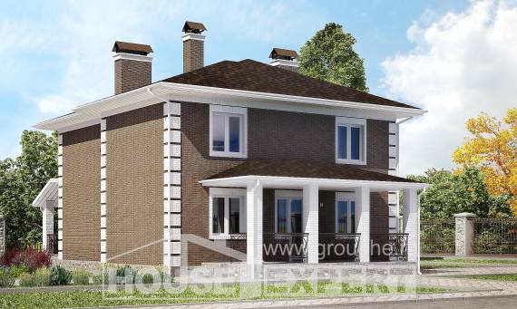 185-002-П Проект двухэтажного дома, простой домик из блока Иланский, House Expert