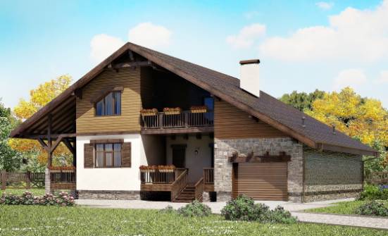 220-005-П Проект двухэтажного дома с мансардой, гараж, классический загородный дом из кирпича Зеленогорск | Проекты домов от House Expert