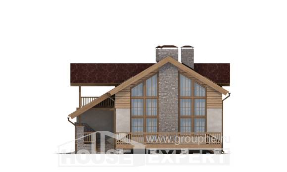 165-002-П Проект двухэтажного дома мансардный этаж, гараж, скромный загородный дом из твинблока Сосновоборск, House Expert