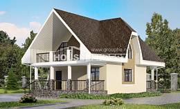 125-001-Л Проект двухэтажного дома с мансардой, простой домик из поризованных блоков Иланский, House Expert