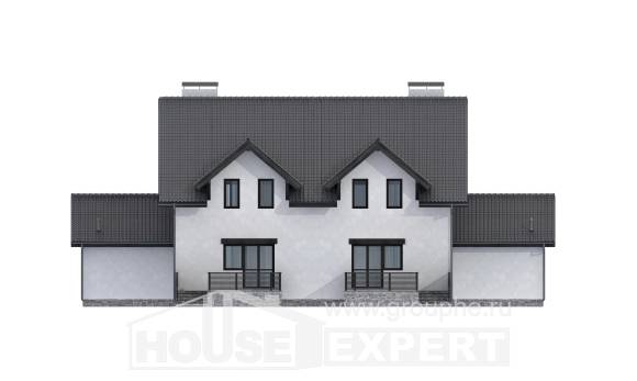 290-003-П Проект двухэтажного дома с мансардным этажом, большой коттедж из поризованных блоков Железногорск, House Expert