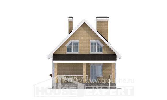 130-004-П Проект двухэтажного дома мансардой, простой коттедж из газобетона Иланский, House Expert