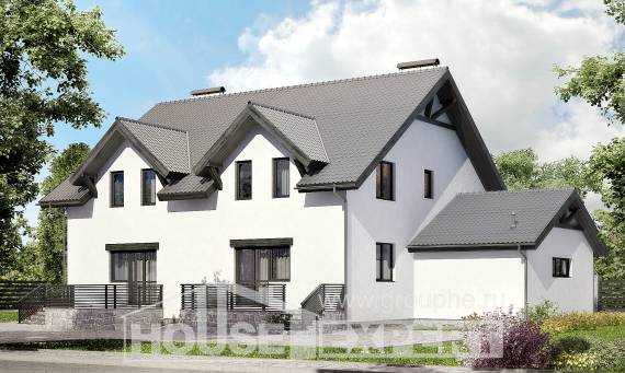 290-003-П Проект двухэтажного дома с мансардным этажом, огромный домик из теплоблока Норильск, House Expert