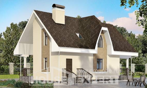 125-001-Л Проект двухэтажного дома с мансардой, экономичный домик из газосиликатных блоков Шарыпово, House Expert