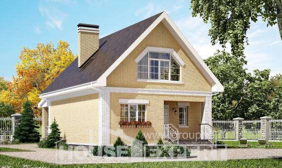 130-004-П Проект двухэтажного дома с мансардным этажом, доступный загородный дом из бризолита Канск, House Expert