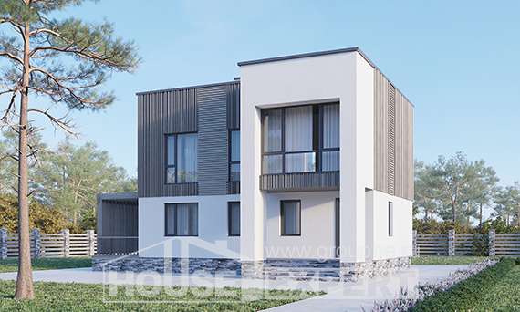 150-017-П Проект двухэтажного дома, современный загородный дом из теплоблока Норильск, House Expert