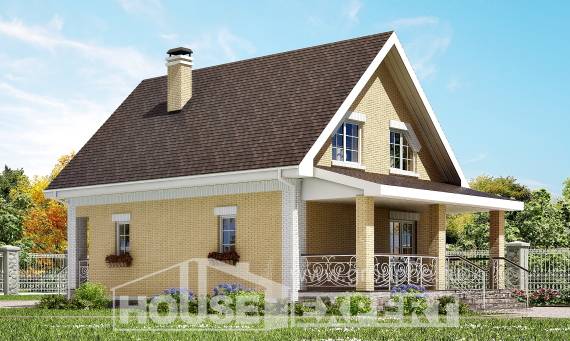 130-004-П Проект двухэтажного дома с мансардой, бюджетный коттедж из пеноблока Енисейск, House Expert