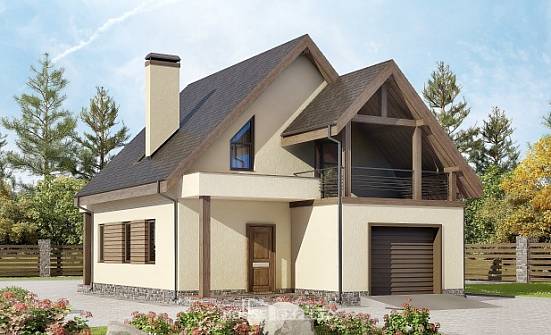 120-005-Л Проект двухэтажного дома с мансардой и гаражом, простой коттедж из поризованных блоков Канск | Проекты домов от House Expert