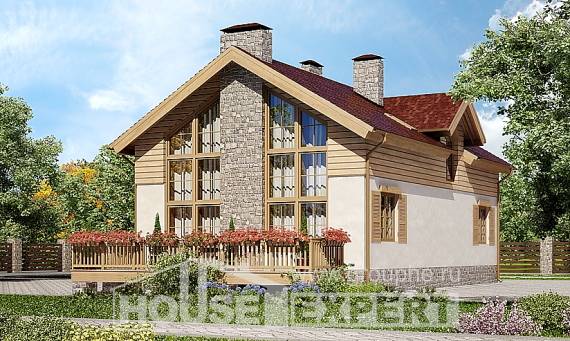 165-002-П Проект двухэтажного дома мансардой, гараж, красивый дом из твинблока Сосновоборск, House Expert